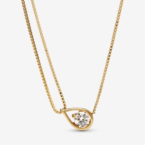 Gold Pandora Brilliance Lab-created 0.75 ct tw Diamond Double Collier Lab-Created Diamond Necklaces | GXFMEZ-284