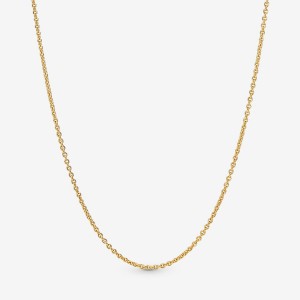 Gold Plated Pandora Classic Cable Chain Necklaces | GRTUPC-091