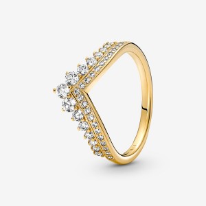 Gold Plated Pandora Timeless Wish Tiara Statement Rings | JVZAKQ-549