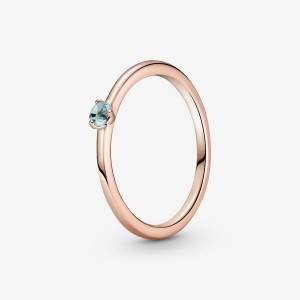 Rose Gold Plated Pandora Light Blue Solitaire Halo & Solitaire Rings | TPLABS-251