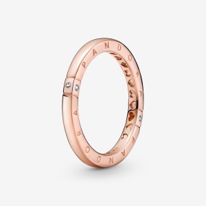 Rose Gold Plated Pandora Logo &s Stackable Rings | BPTGNX-710