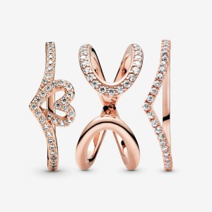 Rose Gold Plated Pandora Pandora ME Pavé Pinky Rings | YVPDKT-498