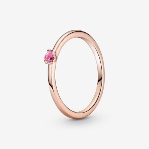 Rose Gold Plated Pandora Pink Solitaire Halo & Solitaire Rings | RBZLUF-978