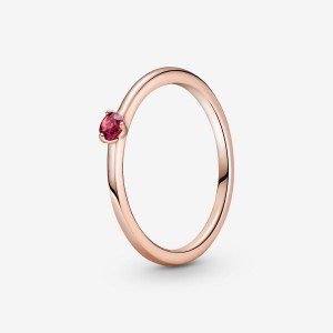 Rose Gold Plated Pandora Red Solitaire Halo & Solitaire Rings | BFQULR-489