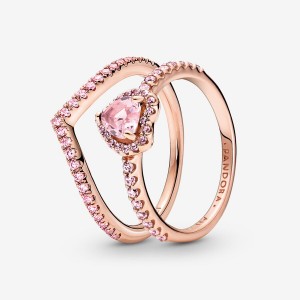 Rose Gold Plated Pandora Ring Sets | IWGVAY-674