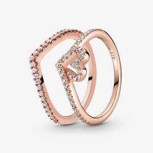 Rose Gold Plated Pandora Ring Sets | OTJYVW-943