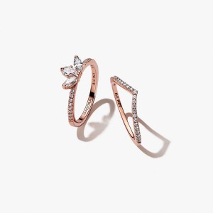 Rose Gold Plated Pandora Ring Sets | ZJGDIX-137