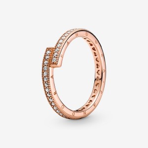 Rose Gold Plated Pandora Sparkling Overlapping Stackable Rings | WZXYNM-910