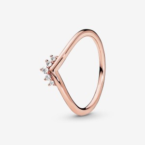 Rose Gold Plated Pandora Tiara Wishbone Heart & Promise Rings | LGTHIY-165