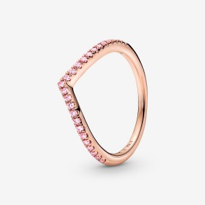 Rose Gold Plated Pandora Timeless Wish Sparkling Pink Stackable Rings | JFYIML-894