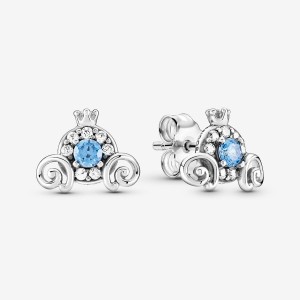 Sterling Silver Pandora Cinderella Pumpkin Coach Stud Stud Earrings | VJAIYQ-326