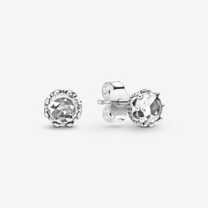 Sterling Silver Pandora Clear Sparkling Crowns Stud Earrings | VGBFRC-384