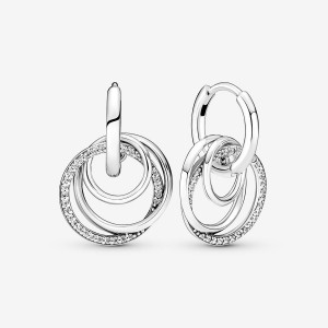 Sterling Silver Pandora Family Always Encircled Hoop Earrings | YWVUTA-760