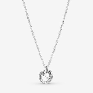 Sterling Silver Pandora Family Always Encircled Pendant Necklaces | YDQOSI-974