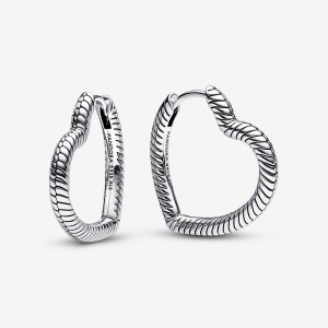 Sterling Silver Pandora Moments Heart Hoop Earrings | BNHKIM-487