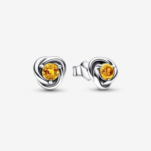 Sterling Silver Pandora November Honey Eternity Circles Stud Earrings | JGYICH-803