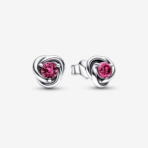 Sterling Silver Pandora October Pink Eternity Circles Stud Earrings | PWKXVH-932