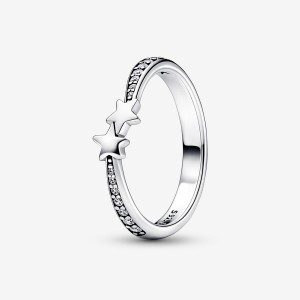 Sterling Silver Pandora Shooting Stars Sparkling Stackable Rings | BTHGOK-851