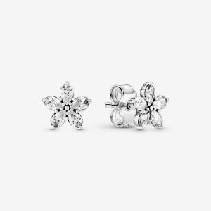 Sterling Silver Pandora Sparkling Snowflakes Stud Earrings | WHLTUO-430