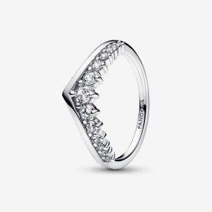 Sterling Silver Pandora Timeless Wish Floating Pavé Stackable Rings | YJXSMT-625