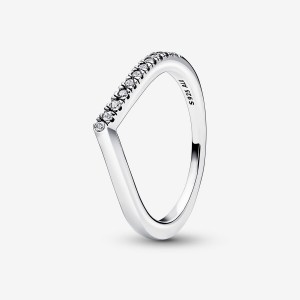 Sterling Silver Pandora Timeless Wish Half Sparkling Stackable Rings | EFBJNP-362