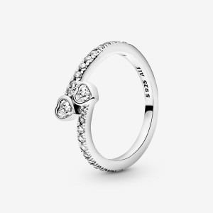 Sterling Silver Pandora Two Sparklings Heart & Promise Rings | BVFICD-473