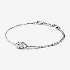 White Gold Pandora Brilliance 0.50 ct tw Double Bracelets | HDKAFY-105