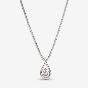 White Gold Pandora Brilliance Lab-created 0.50 ct tw Diamond Lab-Created Diamond Necklaces | PWFEZO-165