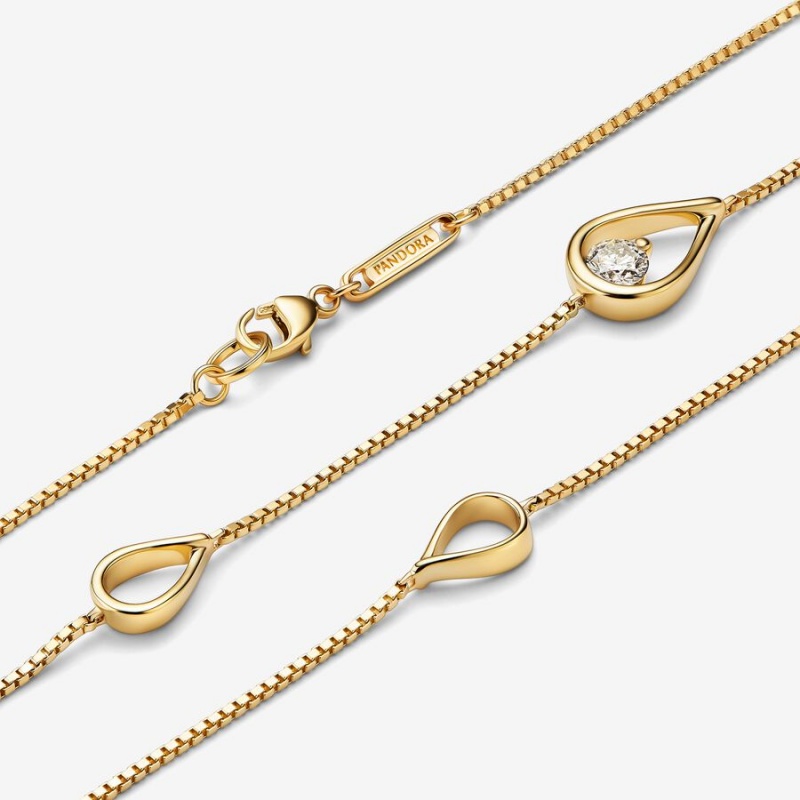 Gold Pandora Brilliance Lab-created 0.50 ct tw Diamond Long Lab-Created Diamond Necklaces | YUPDVR-156