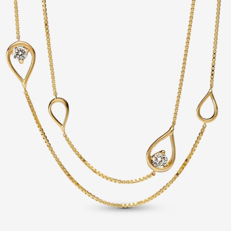 Gold Pandora Brilliance Lab-created 0.50 ct tw Diamond Long Lab-Created Diamond Necklaces | YUPDVR-156