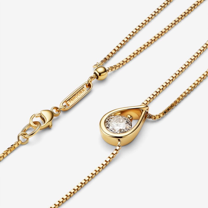 Gold Pandora Brilliance Lab-created 0.75 ct tw Diamond Double Collier Lab-Created Diamond Necklaces | GXFMEZ-284