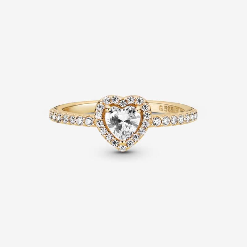 Gold Pandora Elevated Halo & Solitaire Rings | SWAOJH-139