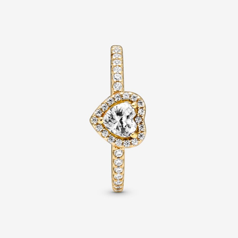 Gold Pandora Elevated Halo & Solitaire Rings | SWAOJH-139