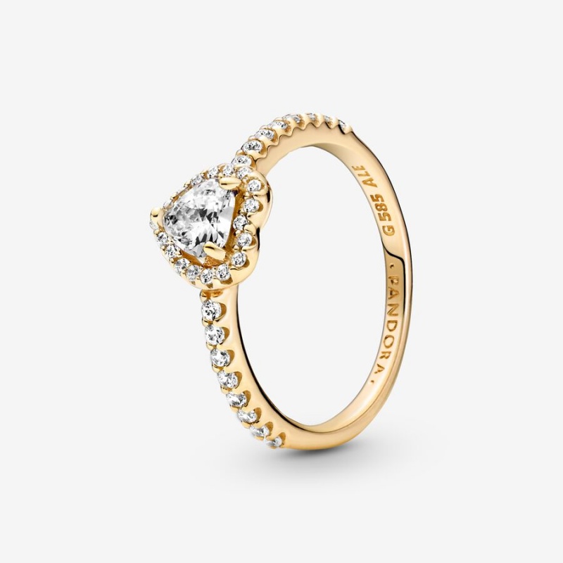 Gold Pandora Elevated Halo & Solitaire Rings | SWAOJH-139