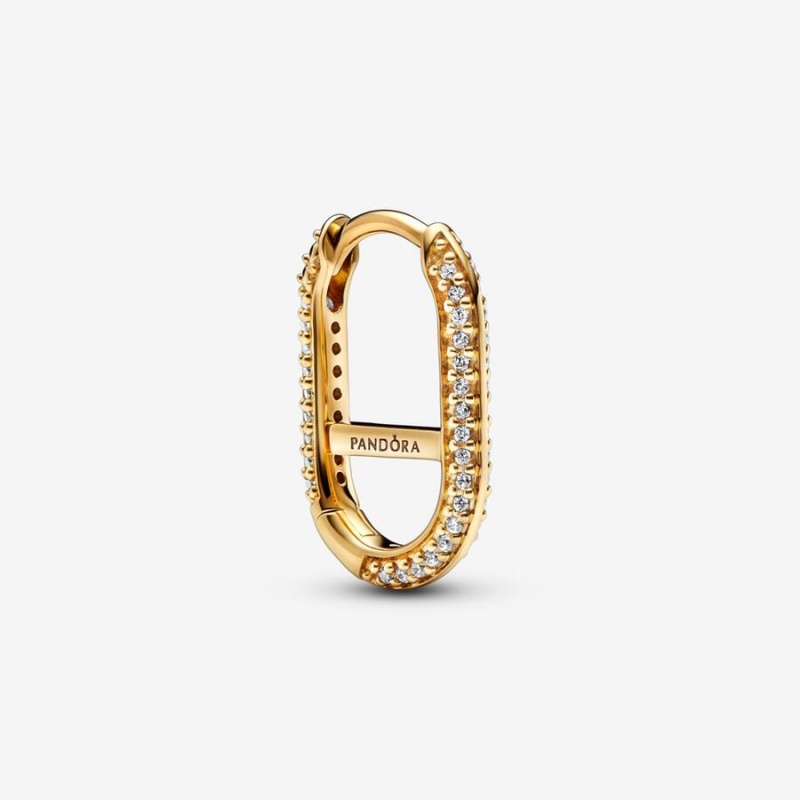 Gold Plated Pandora ME Pavé Link Earring Hoop Earrings | JPQSRM-195