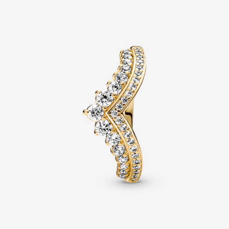 Gold Plated Pandora Timeless Wish Tiara Statement Rings | JVZAKQ-549