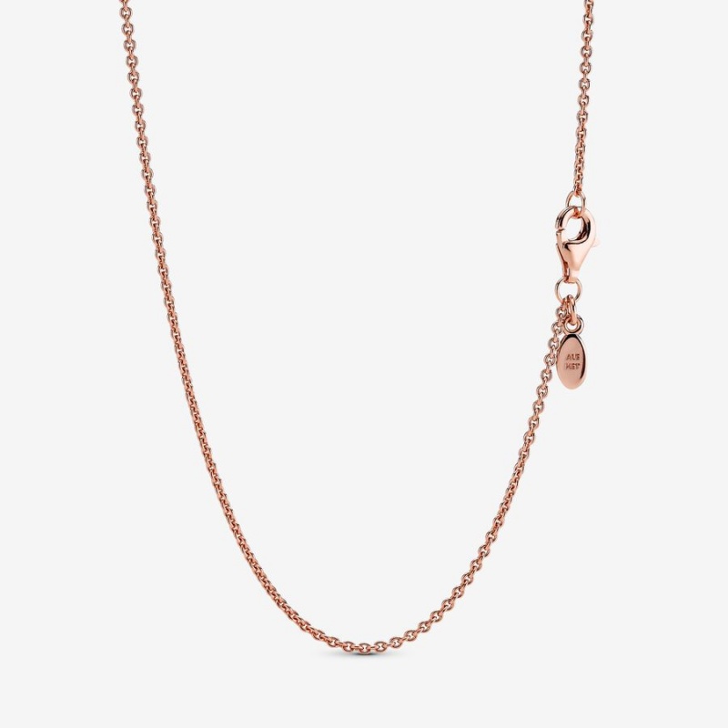 Rose Gold Plated Pandora Classic Cable Chain Necklaces | OBVSJD-043