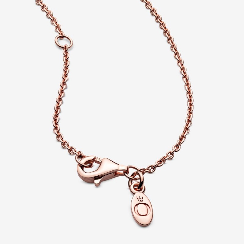 Rose Gold Plated Pandora Classic Cable Chain Necklaces | OBVSJD-043