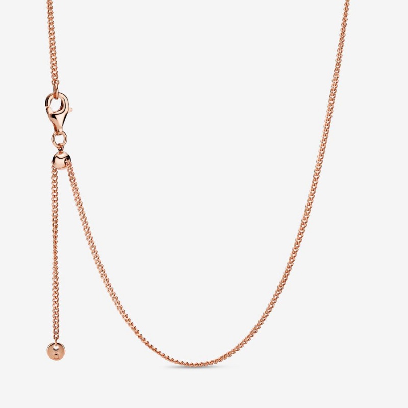 Rose Gold Plated Pandora Curb Chain Necklaces | FNJPSY-045