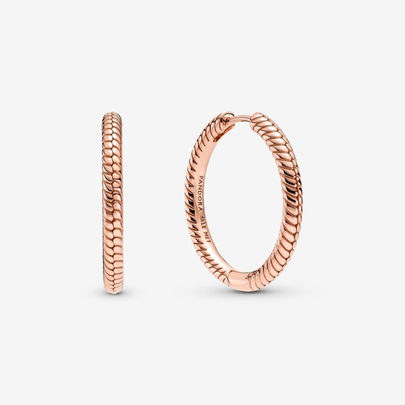 Rose Gold Plated Pandora Moments Hoop Earrings | FOGJWD-346