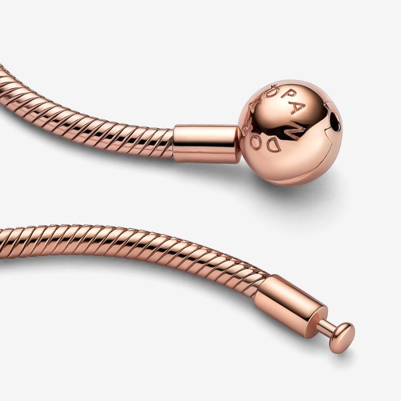 Rose Gold Plated Pandora Moments Snake Chain Necklaces | TCNIKG-596