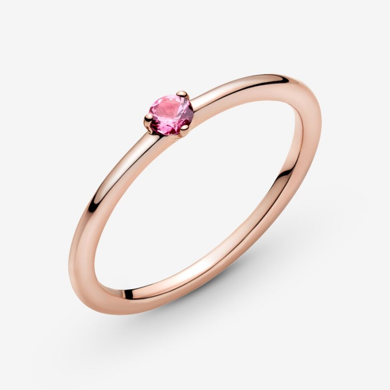 Rose Gold Plated Pandora Pink Solitaire Halo & Solitaire Rings | RBZLUF-978