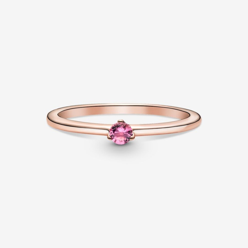 Rose Gold Plated Pandora Pink Solitaire Halo & Solitaire Rings | RBZLUF-978