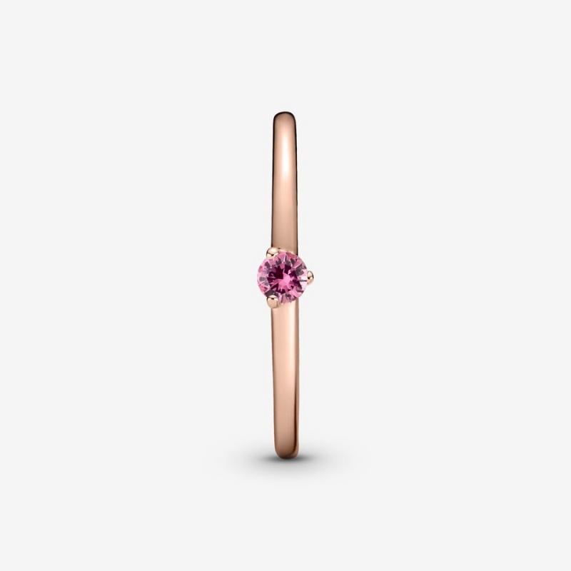 Rose Gold Plated Pandora Pink Solitaire Halo & Solitaire Rings | RBZLUF-978