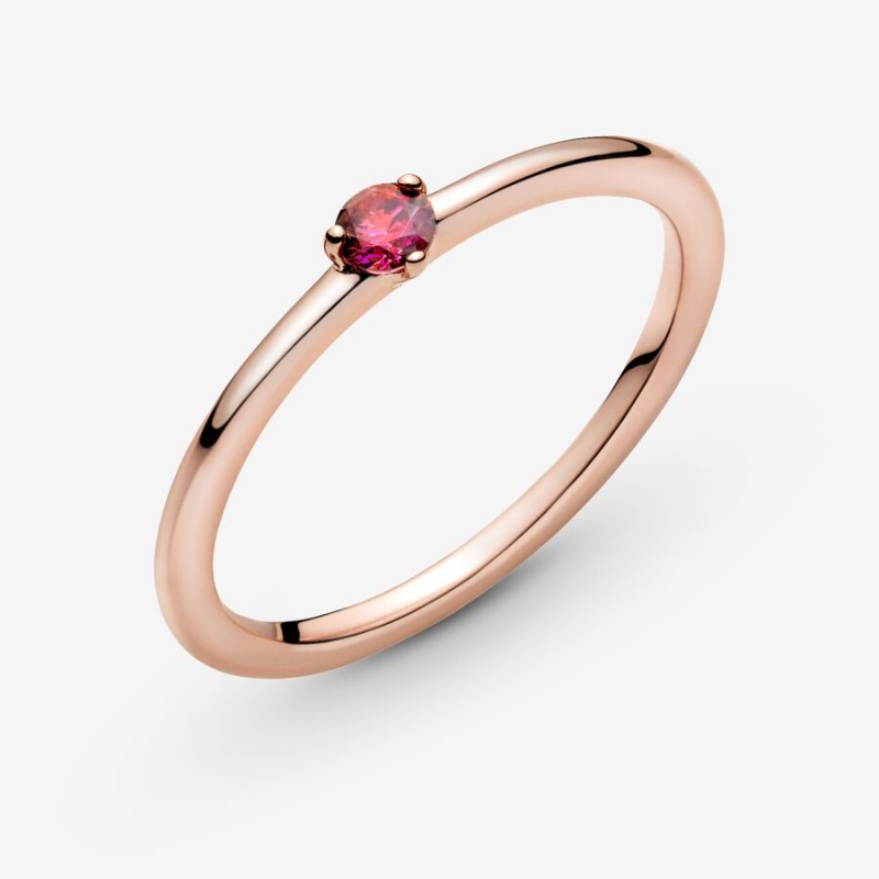 Rose Gold Plated Pandora Red Solitaire Halo & Solitaire Rings | BFQULR-489