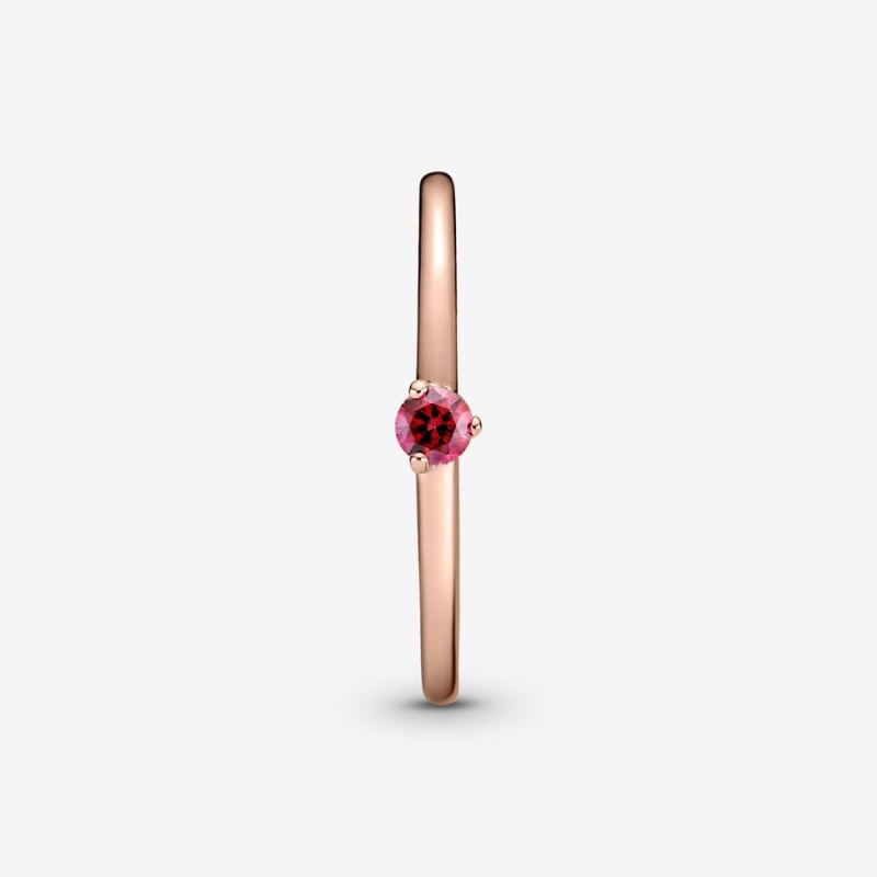 Rose Gold Plated Pandora Red Solitaire Halo & Solitaire Rings | BFQULR-489