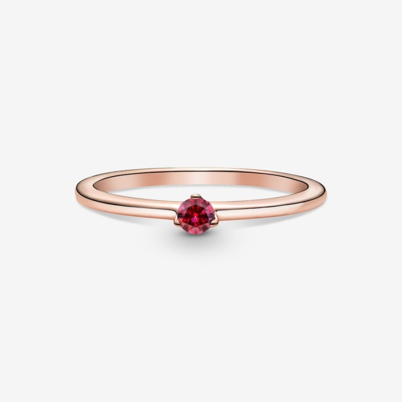 Rose Gold Plated Pandora Red Solitaire Halo & Solitaire Rings | BFQULR-489