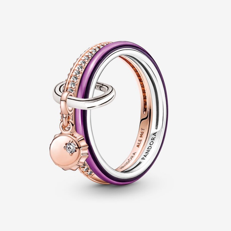 Rose Gold Plated Pandora Ring Sets | AGBZVE-351