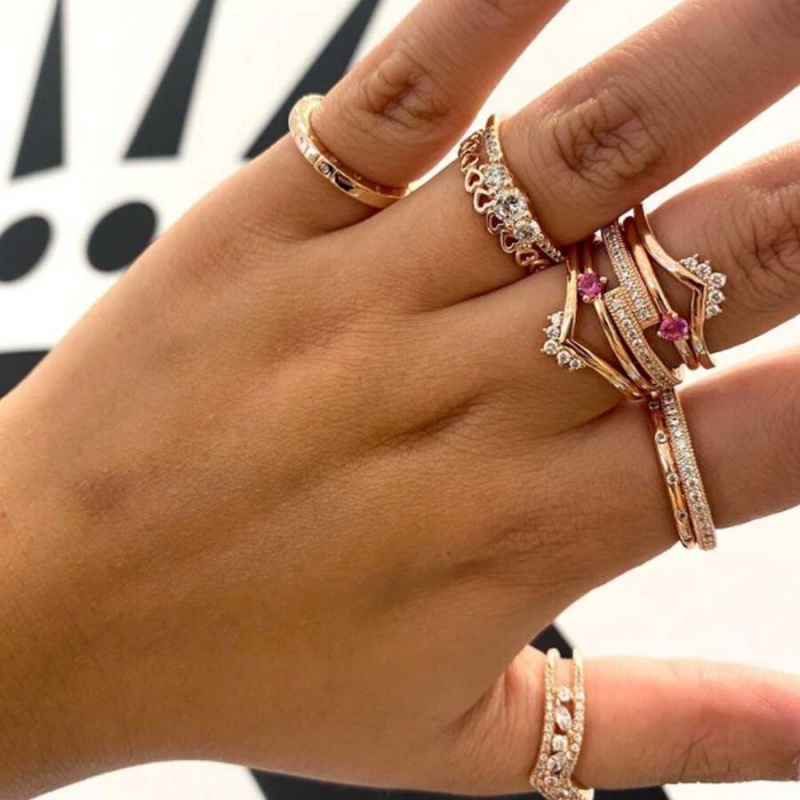 Rose Gold Plated Pandora Ring Sets | FZGQMT-071