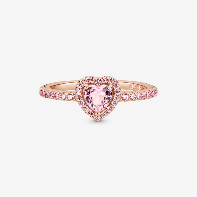 Rose Gold Plated Pandora Sparkling Elevated Heart & Promise Rings | ZRLOFX-764